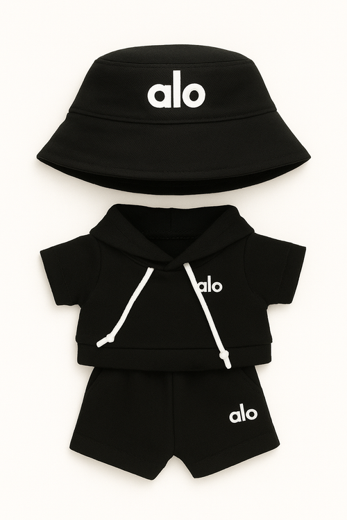 Labubu alo-Inspired Black Streetwear Set (3pc) – Black Hoodie Edition - Labubu