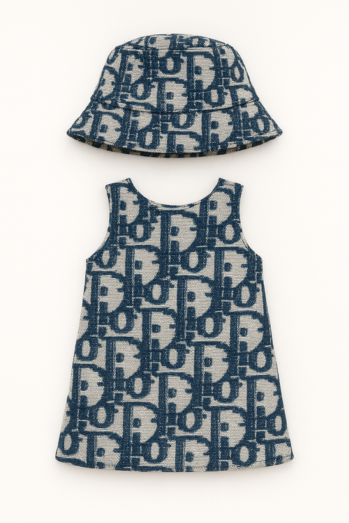 Labubu Dior-Inspired Dress & Hat Clothing Set - For Labubu
