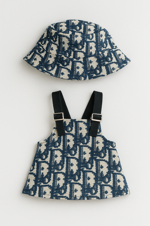 Labubu Dior-Inspired Dress & Hat Clothing Set - For Labubu